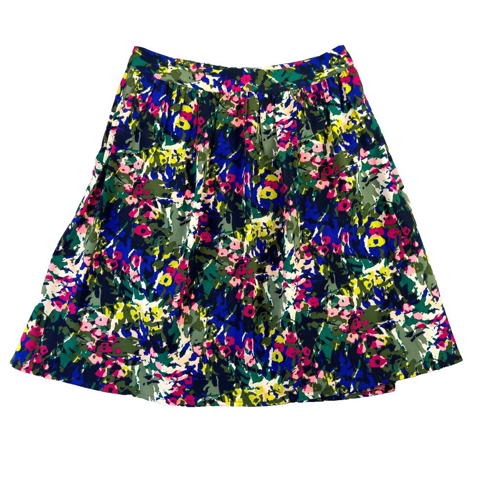 J. Crew Skirt Womens 4 Colorful Pleated Floral A-Line Career Office Preppy Cute